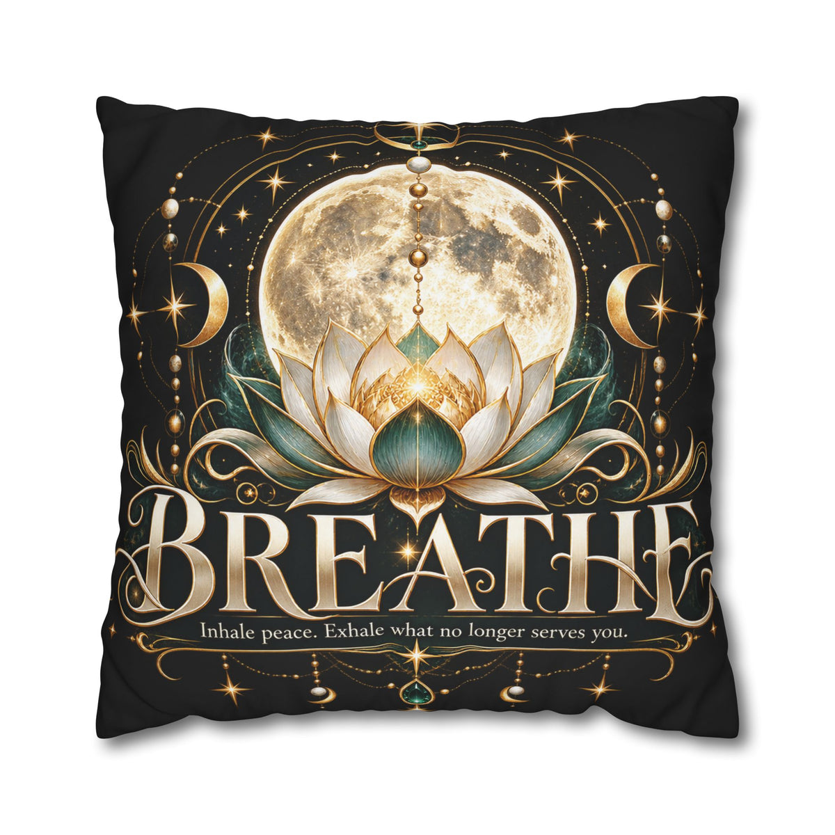 Breathe Moon Lotus Square Pillowcase