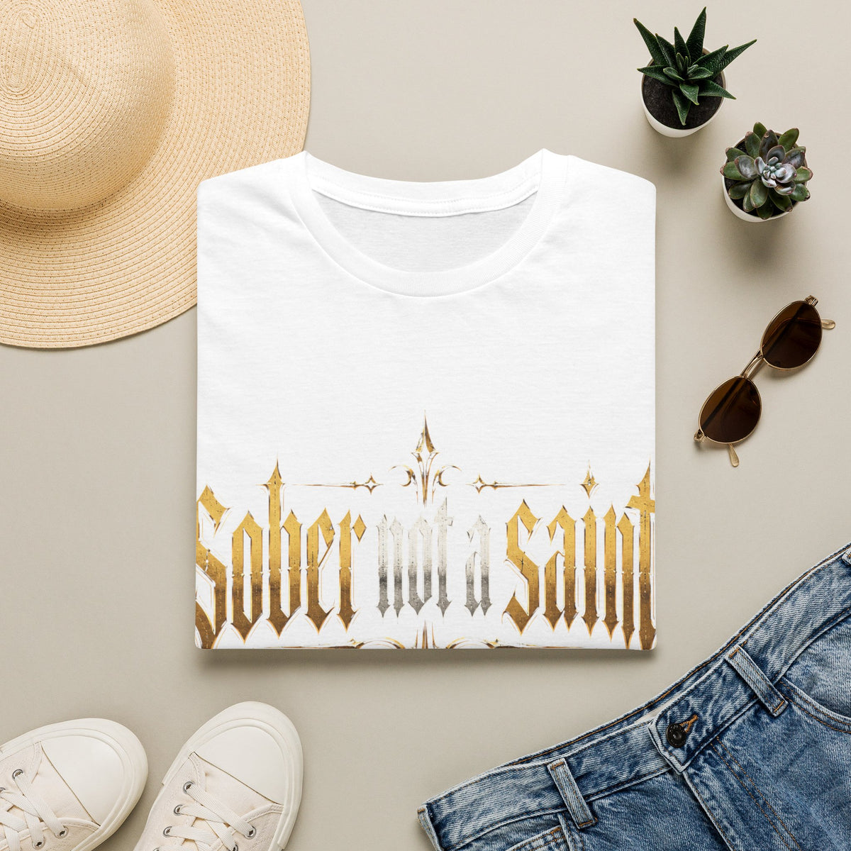 Sober Not a Saint Gothic Graphic T-Shirt
