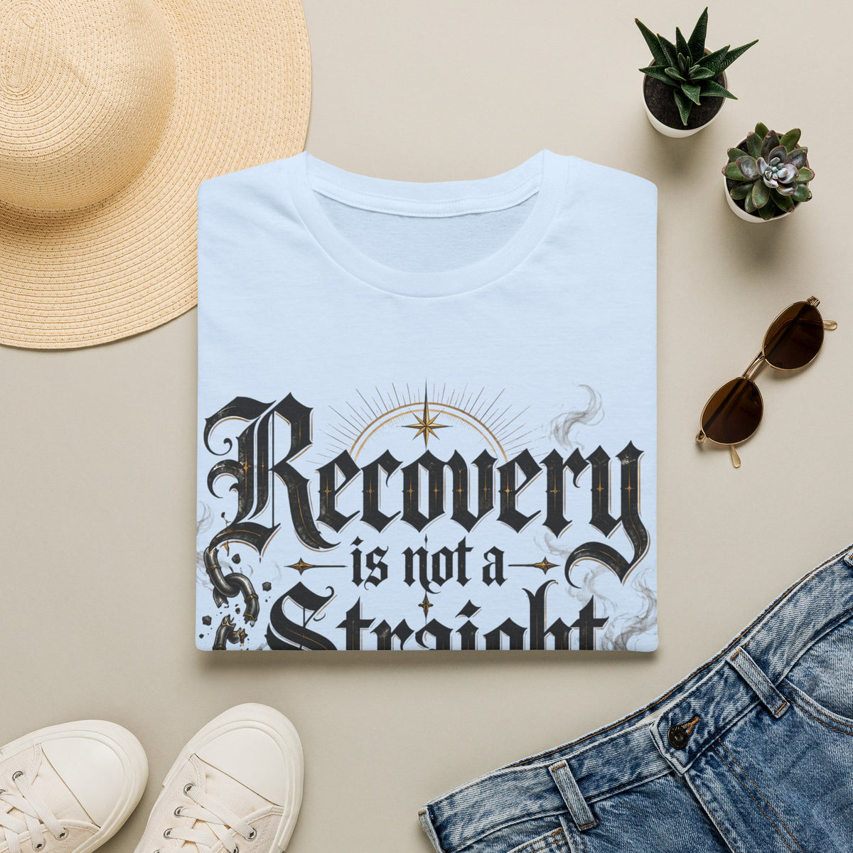 Recovery Is Not a Straight Line Inspirational Mental Health T-Shirt