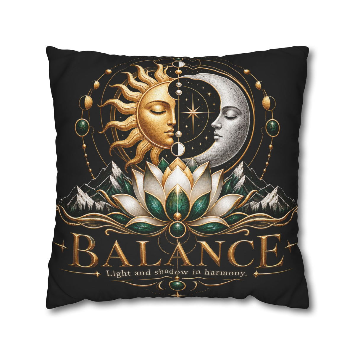 Balance Sun Moon Lotus Square Pillowcase