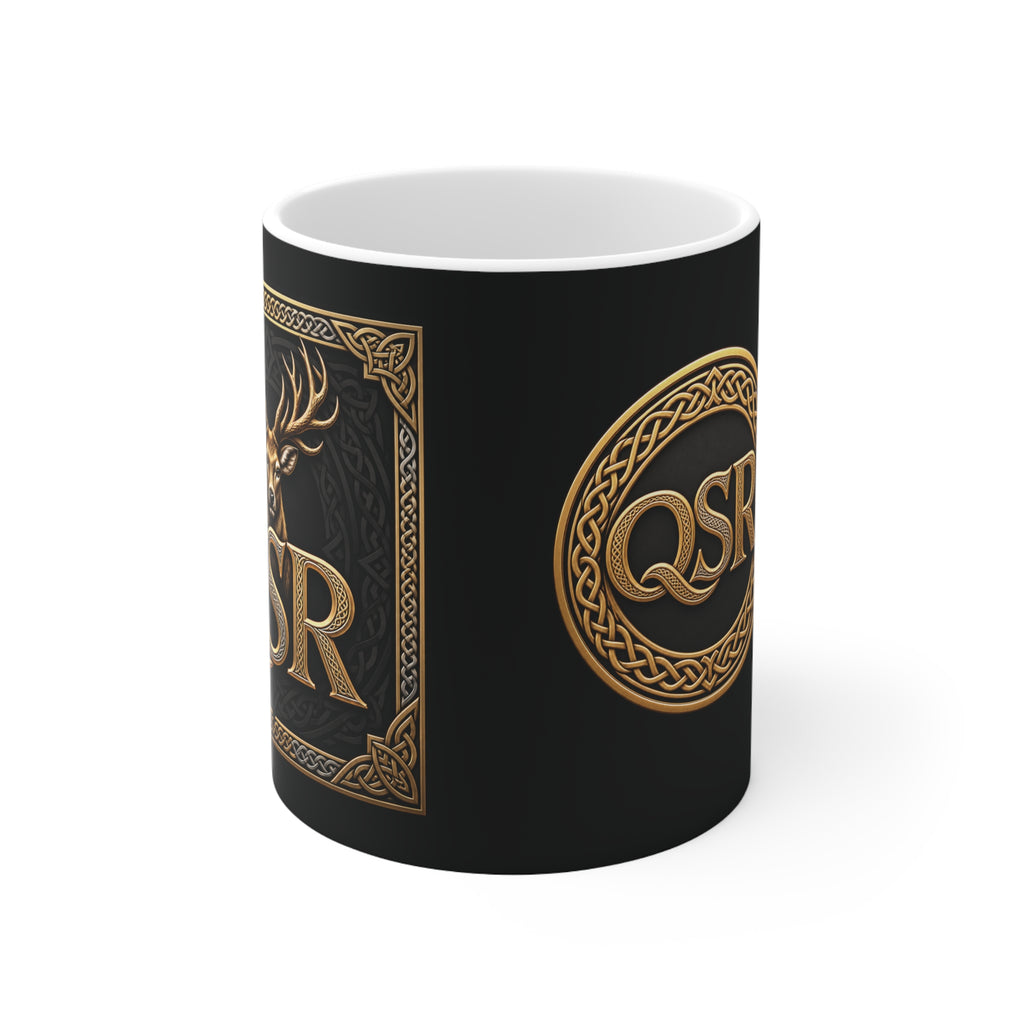 QSR Heritage Stag — Black & Gold Ceramic Mug