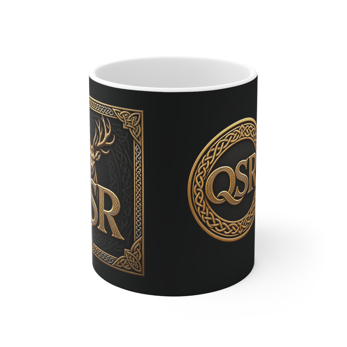 QSR Heritage Stag — Black & Gold Ceramic Mug