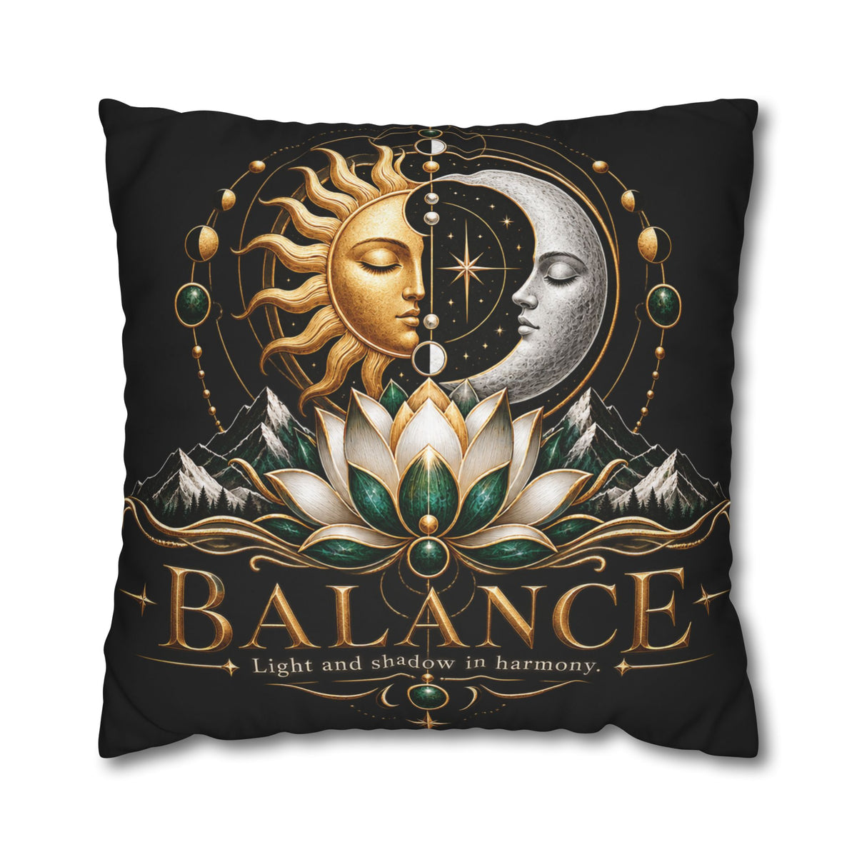 Balance Sun Moon Lotus Square Pillowcase
