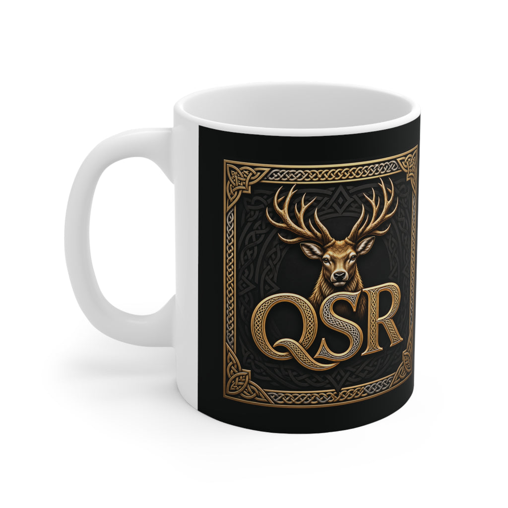 QSR Heritage Stag — Black & Gold Ceramic Mug