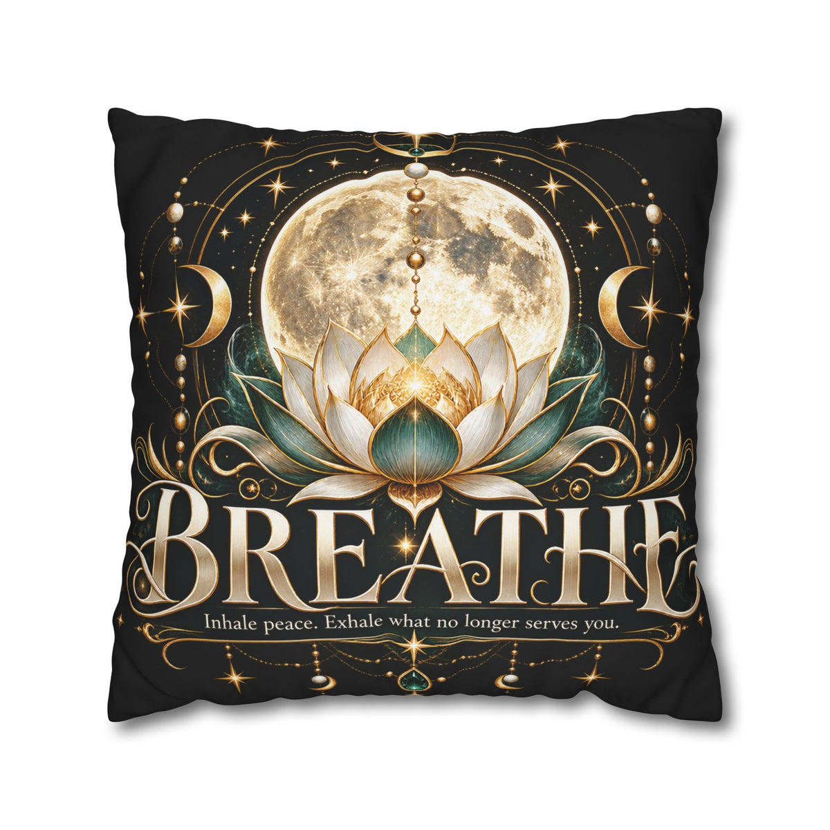 Breathe Moon Lotus Square Pillowcase