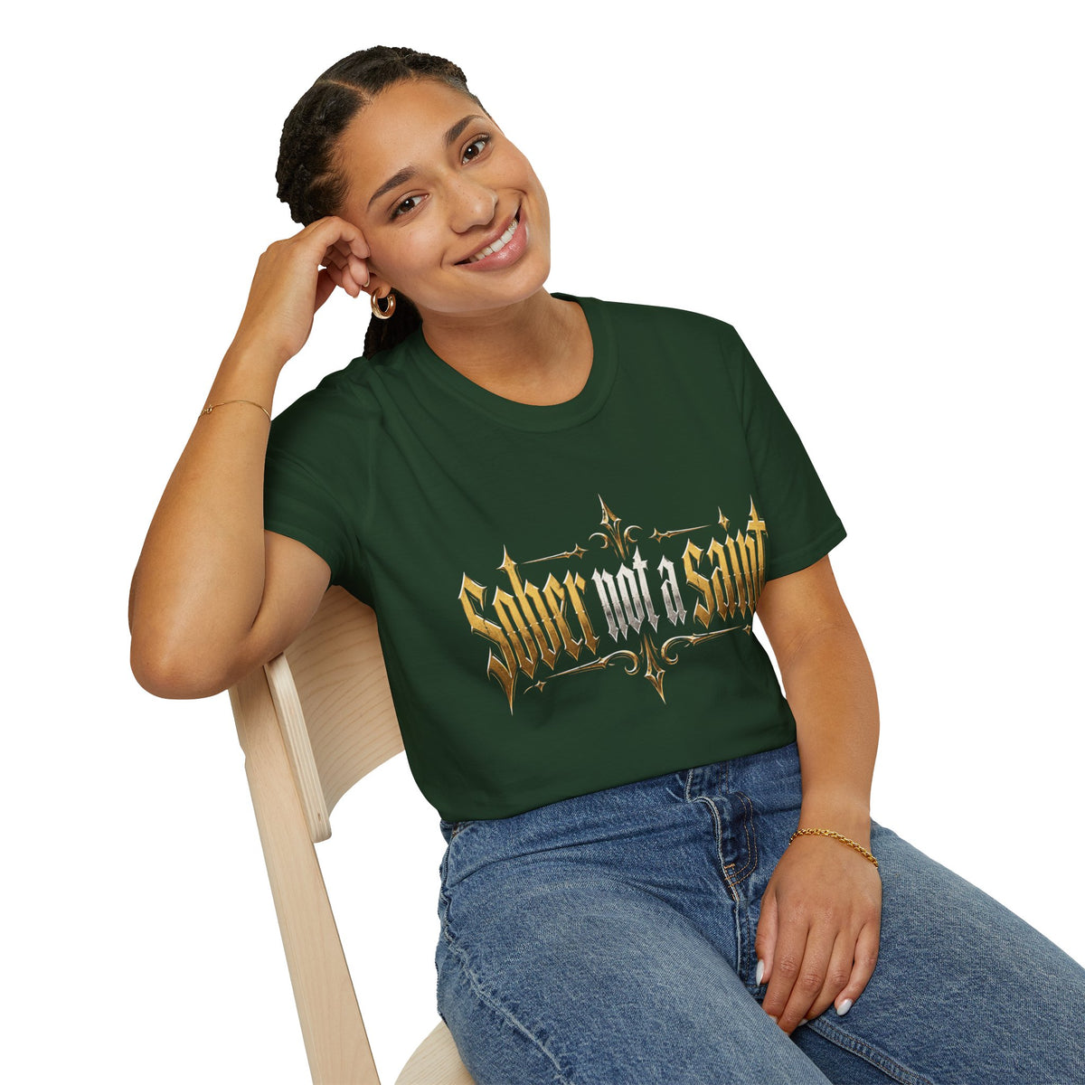 Sober Not a Saint Gothic Graphic T-Shirt