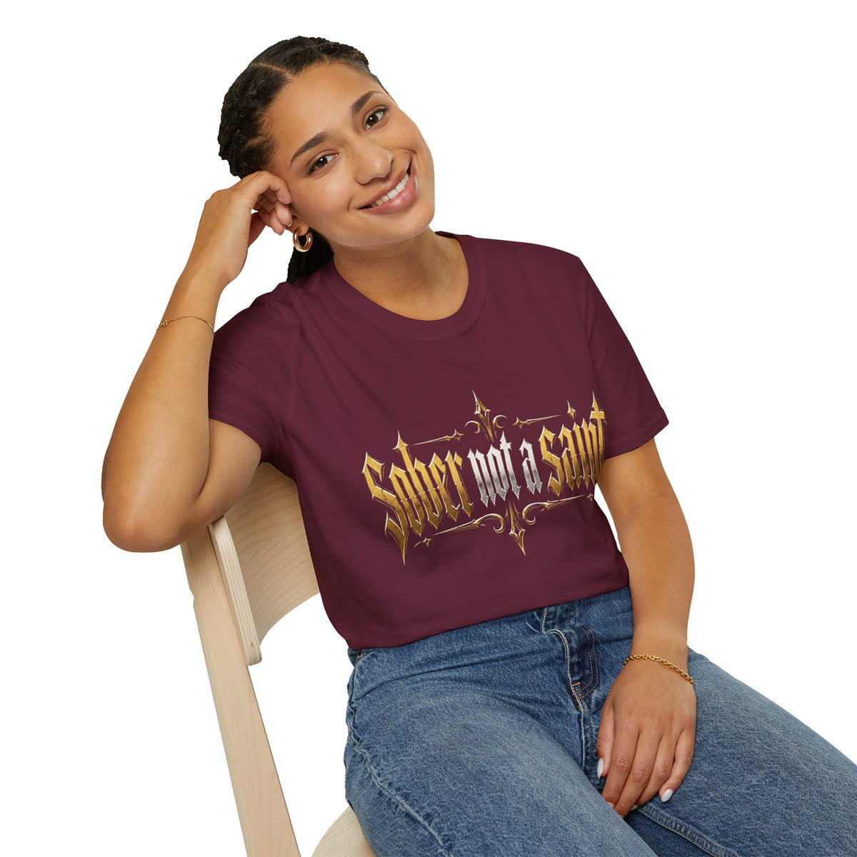Sober Not a Saint Gothic Graphic T-Shirt