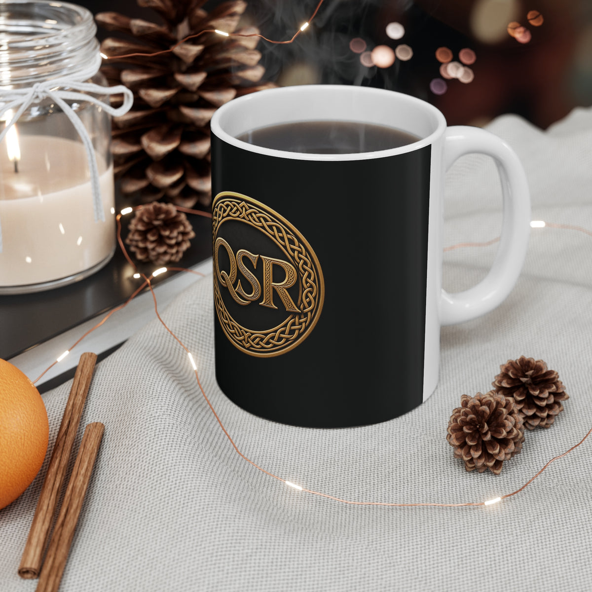 QSR Heritage Stag — Black & Gold Ceramic Mug