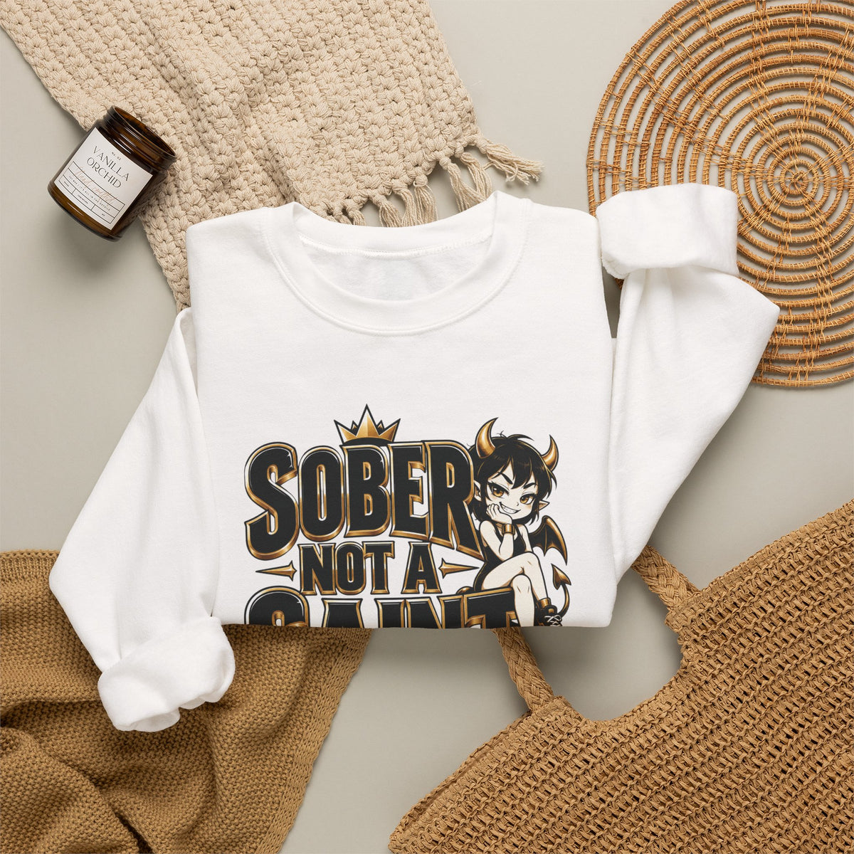 Sober Not a Saint Anime-Inspired Crewneck Sweatshirt