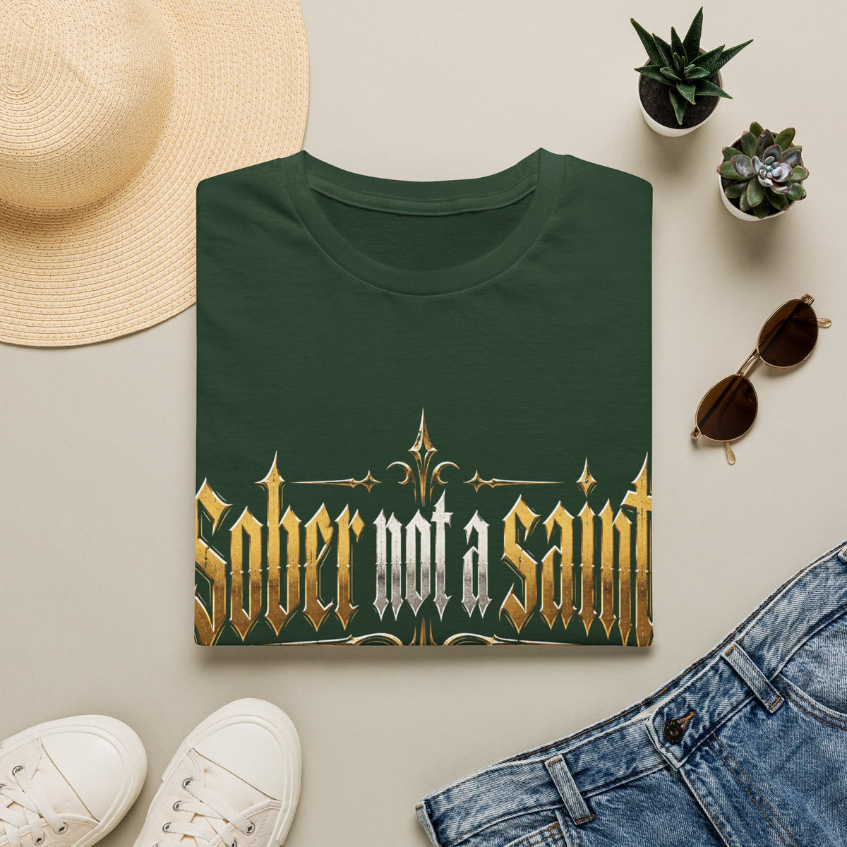 Sober Not a Saint Gothic Graphic T-Shirt