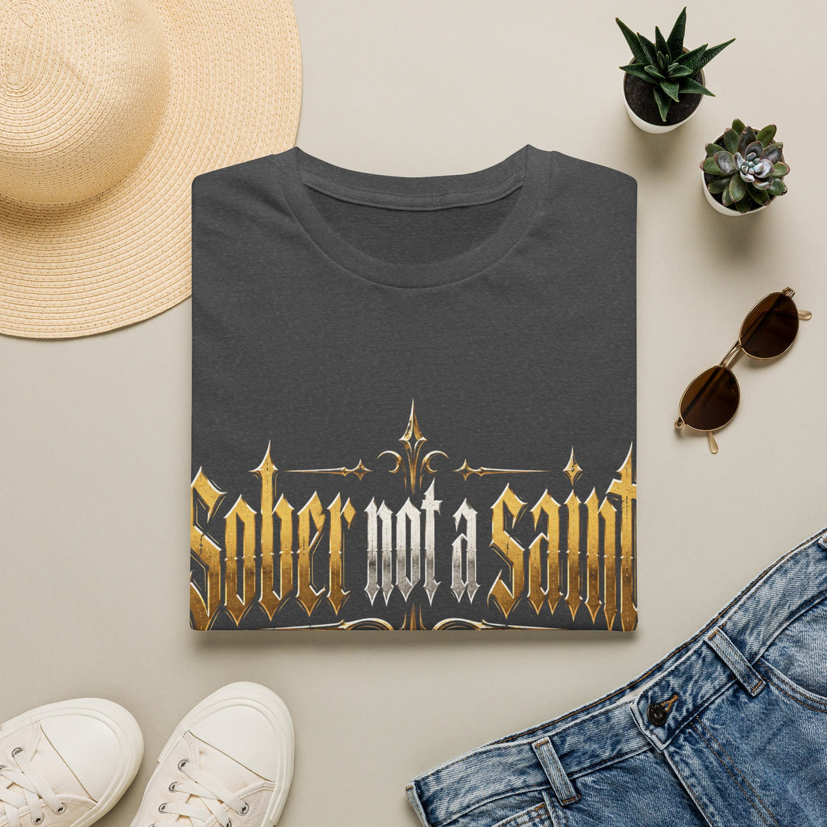 Sober Not a Saint Gothic Graphic T-Shirt