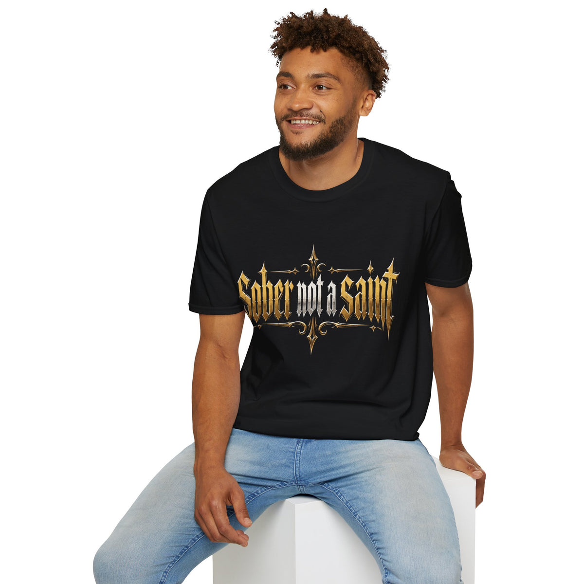 Sober Not a Saint Gothic Graphic T-Shirt