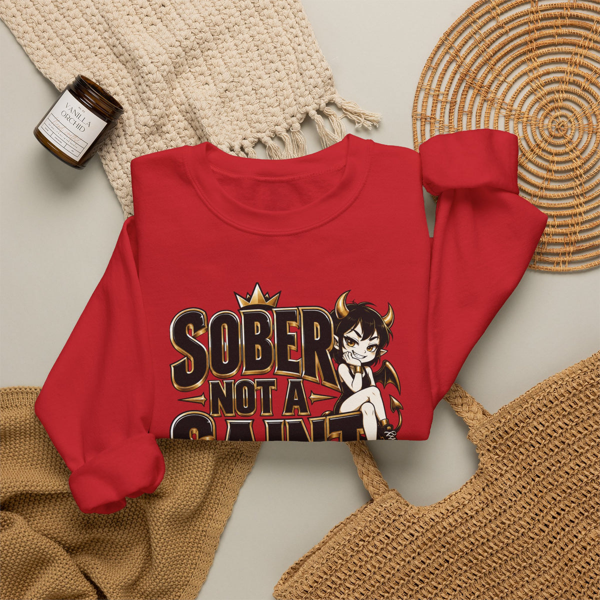Sober Not a Saint Anime-Inspired Crewneck Sweatshirt