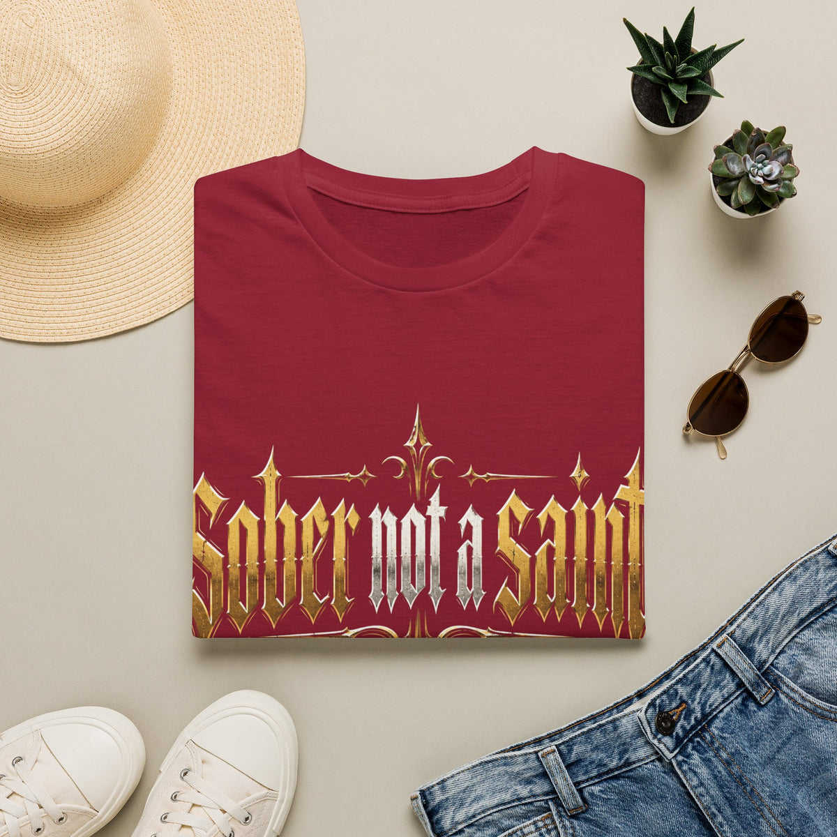 Sober Not a Saint Gothic Graphic T-Shirt