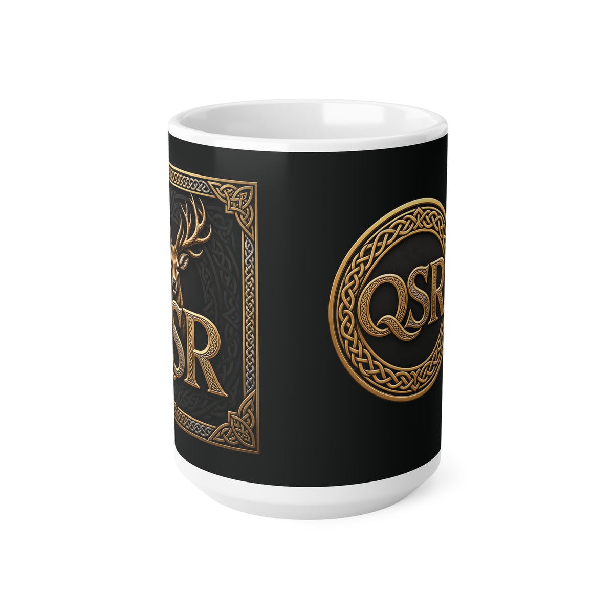 QSR Heritage Stag — Black & Gold Ceramic Mug