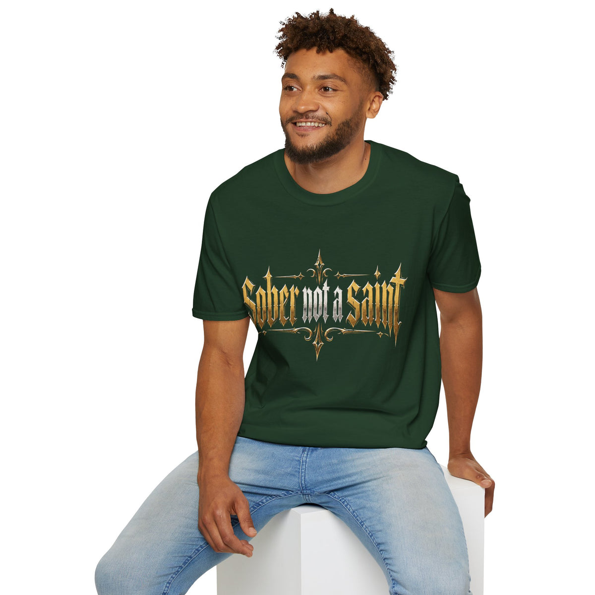 Sober Not a Saint Gothic Graphic T-Shirt