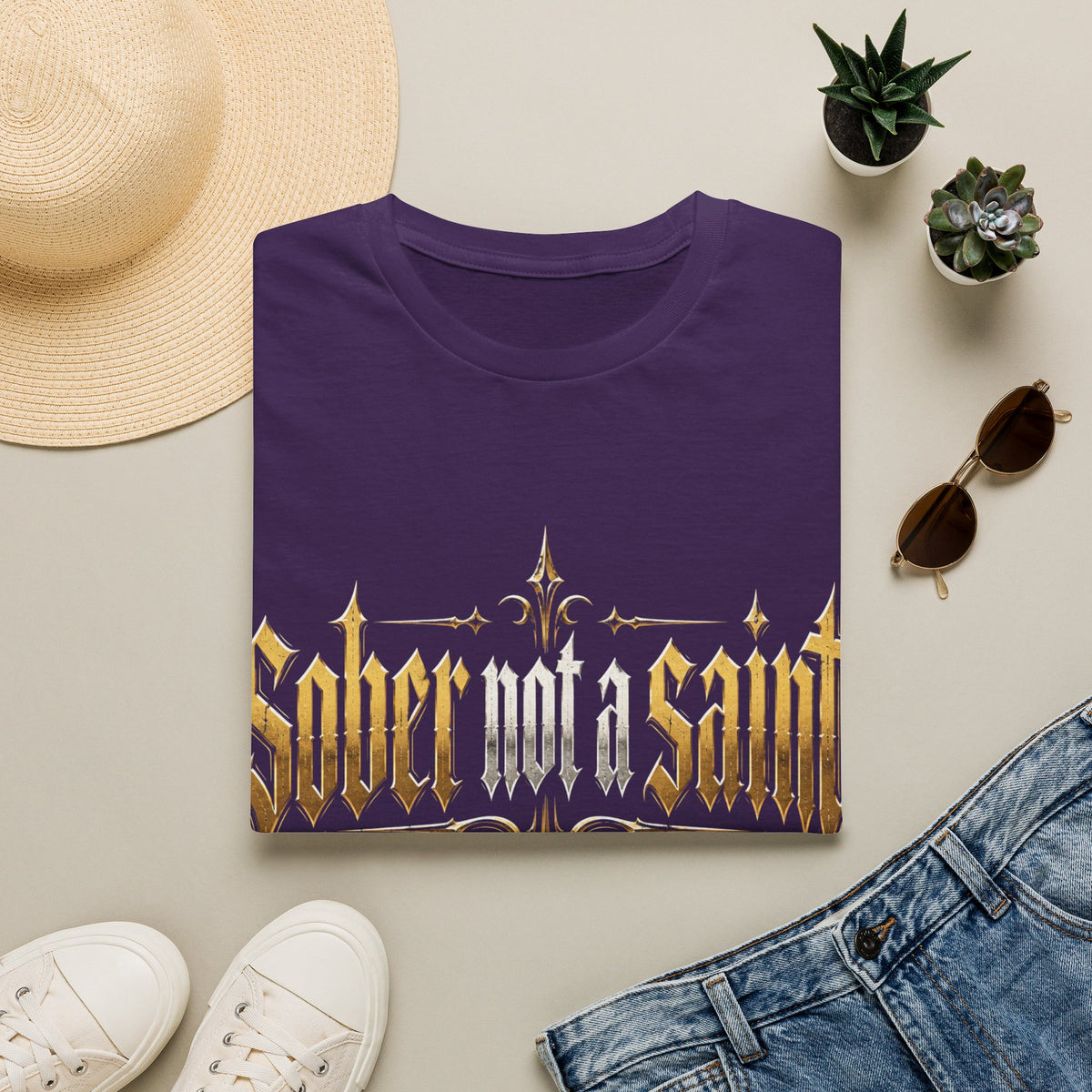 Sober Not a Saint Gothic Graphic T-Shirt