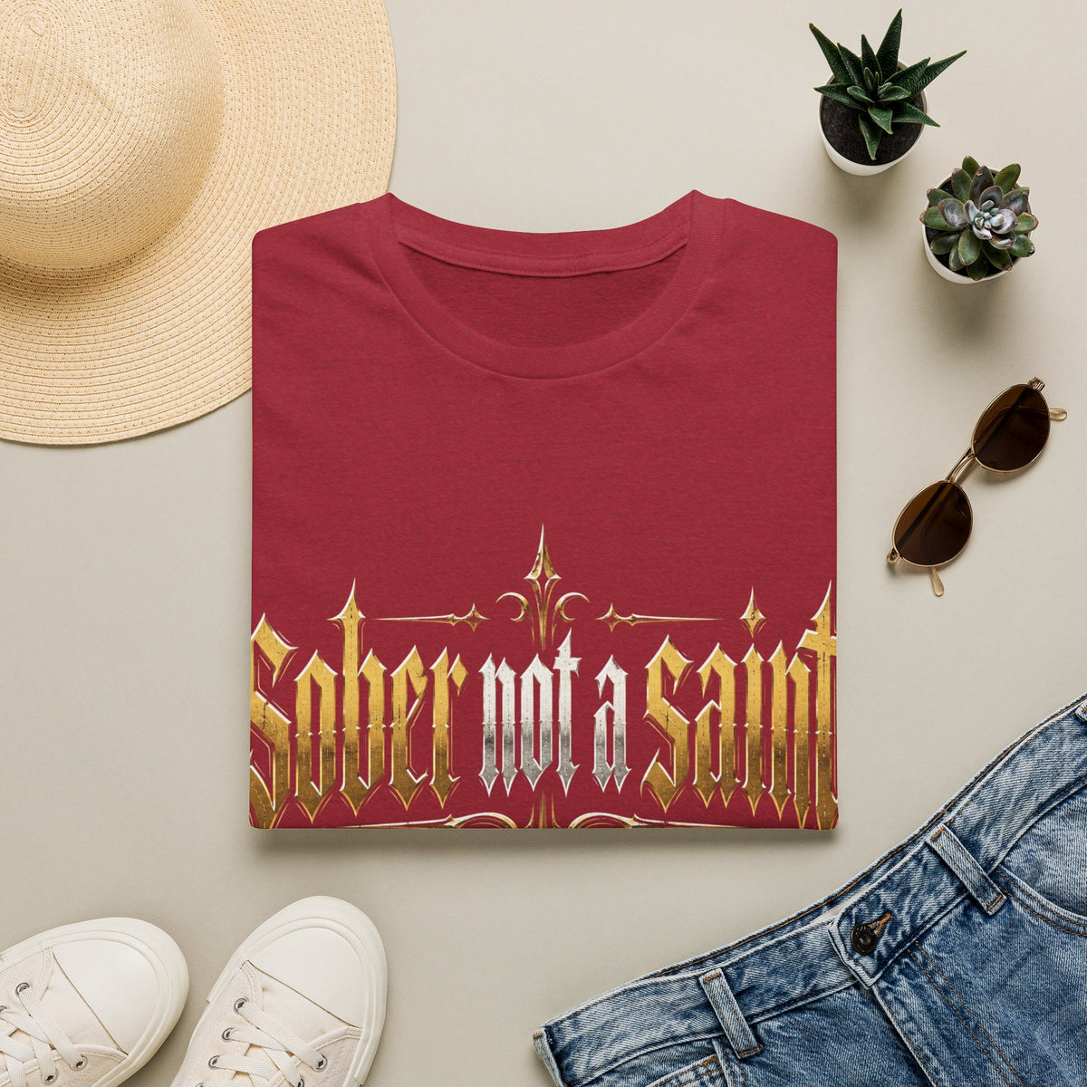 Sober Not a Saint Gothic Graphic T-Shirt