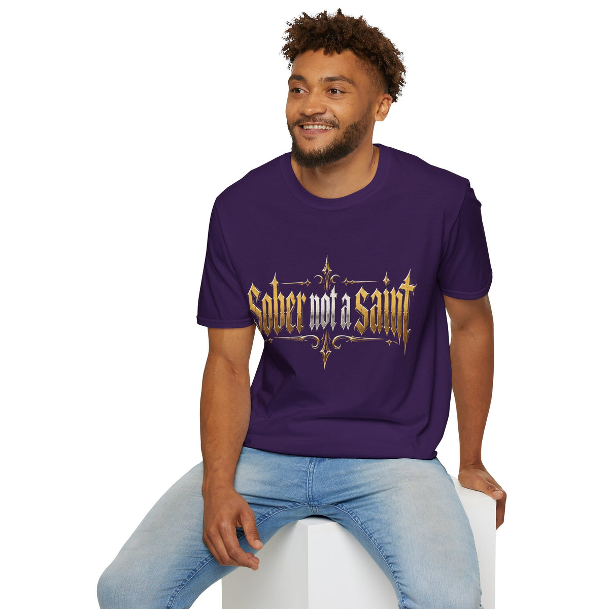 Sober Not a Saint Gothic Graphic T-Shirt