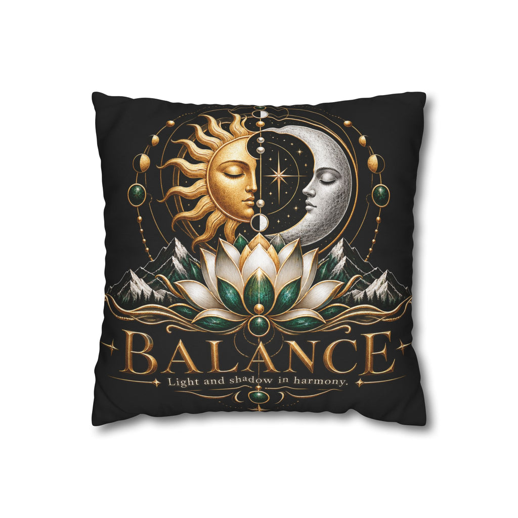 Balance Sun Moon Lotus Square Pillowcase