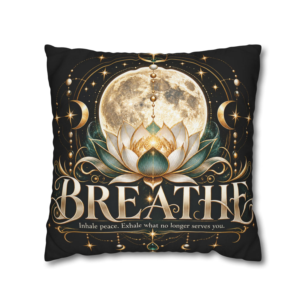 Breathe Moon Lotus Square Pillowcase