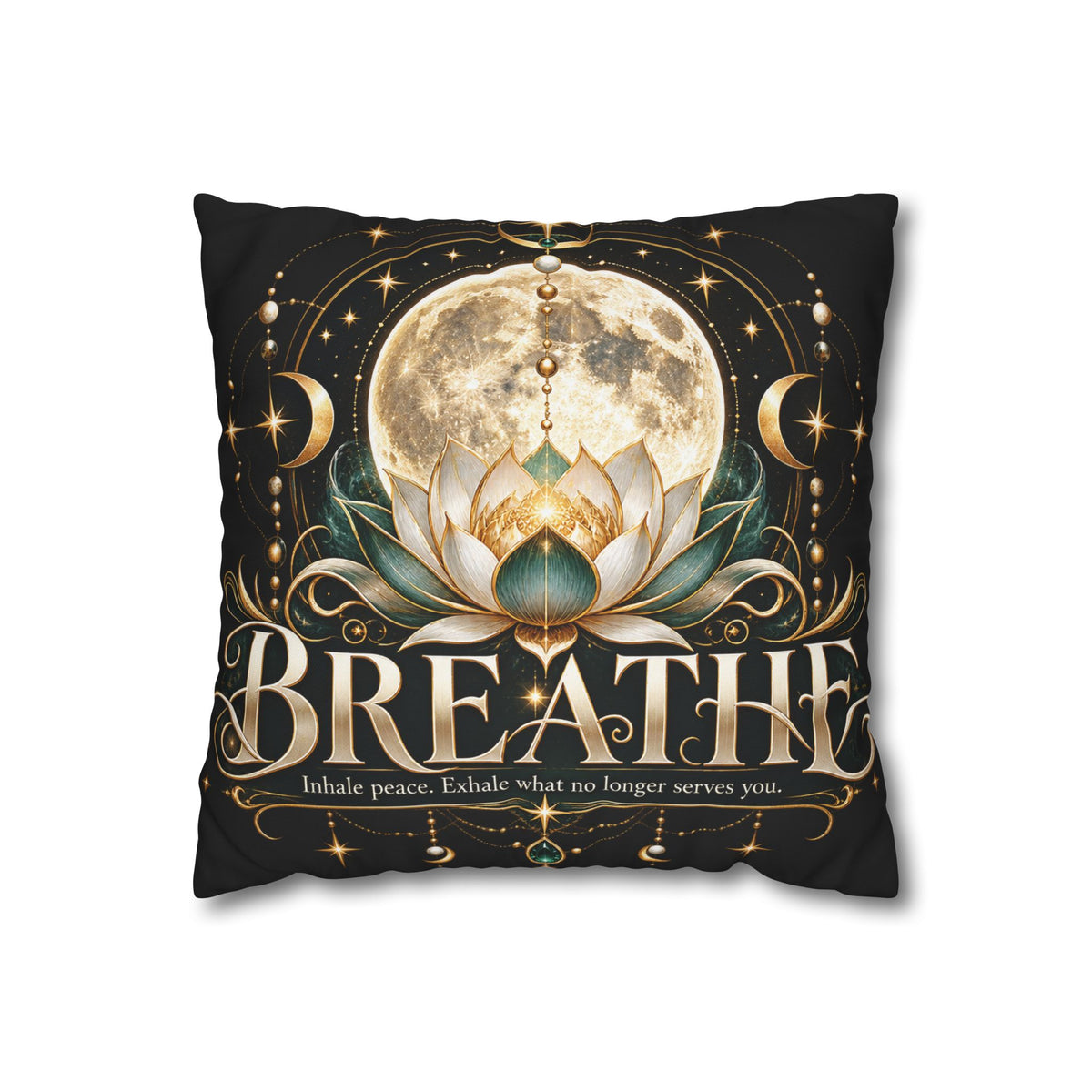 Breathe Moon Lotus Square Pillowcase