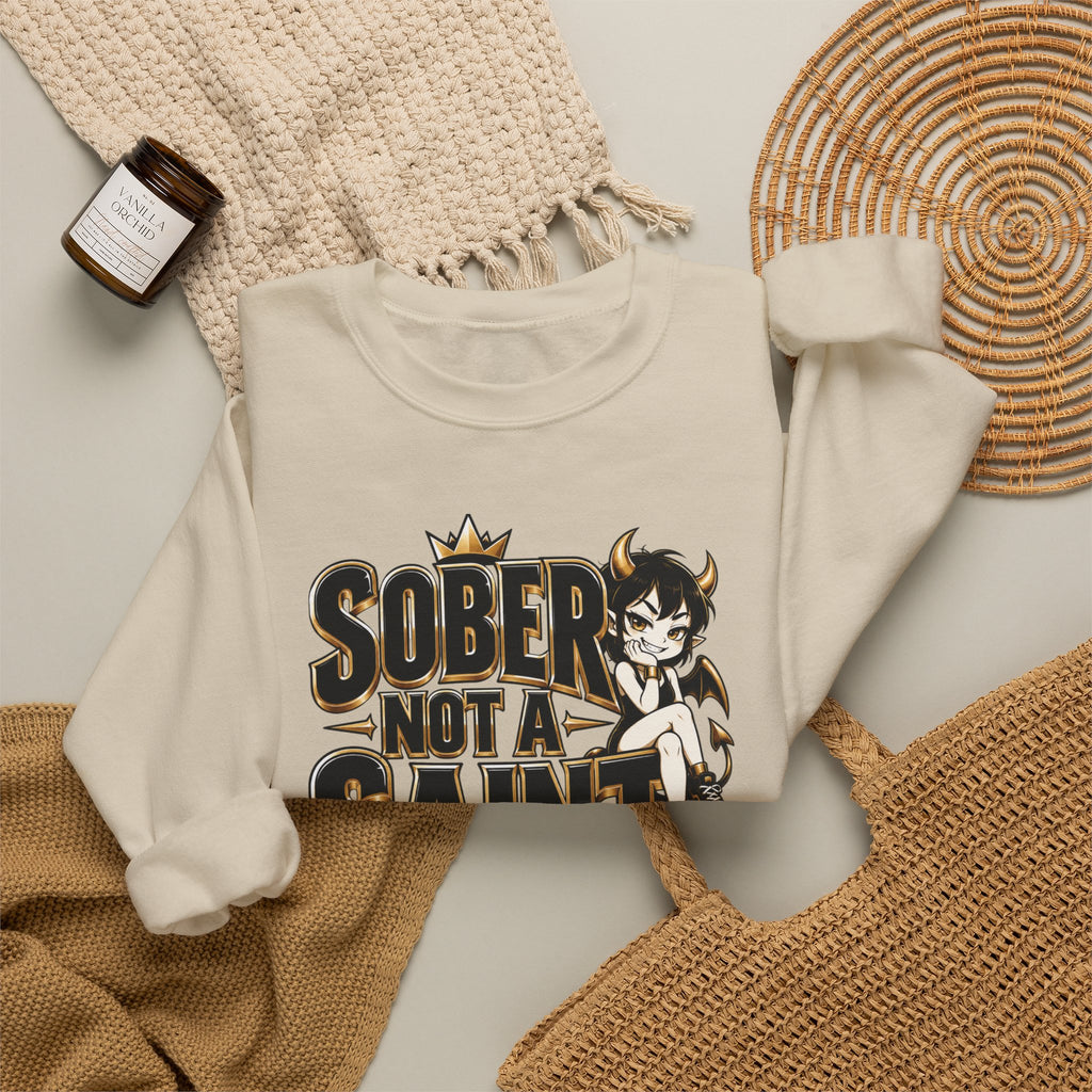 Sober Not a Saint Anime-Inspired Crewneck Sweatshirt