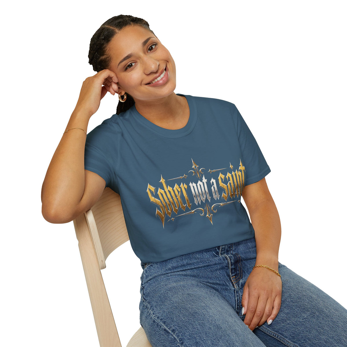 Sober Not a Saint Gothic Graphic T-Shirt