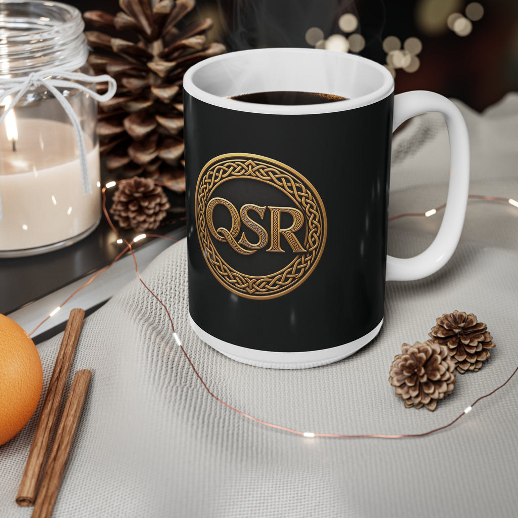 QSR Heritage Stag — Black & Gold Ceramic Mug