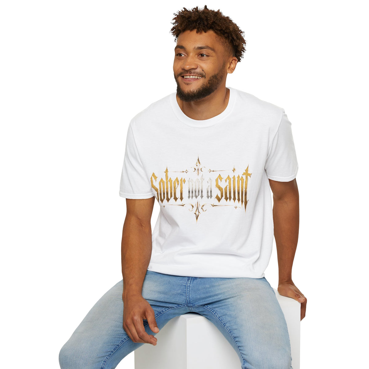 Sober Not a Saint Gothic Graphic T-Shirt