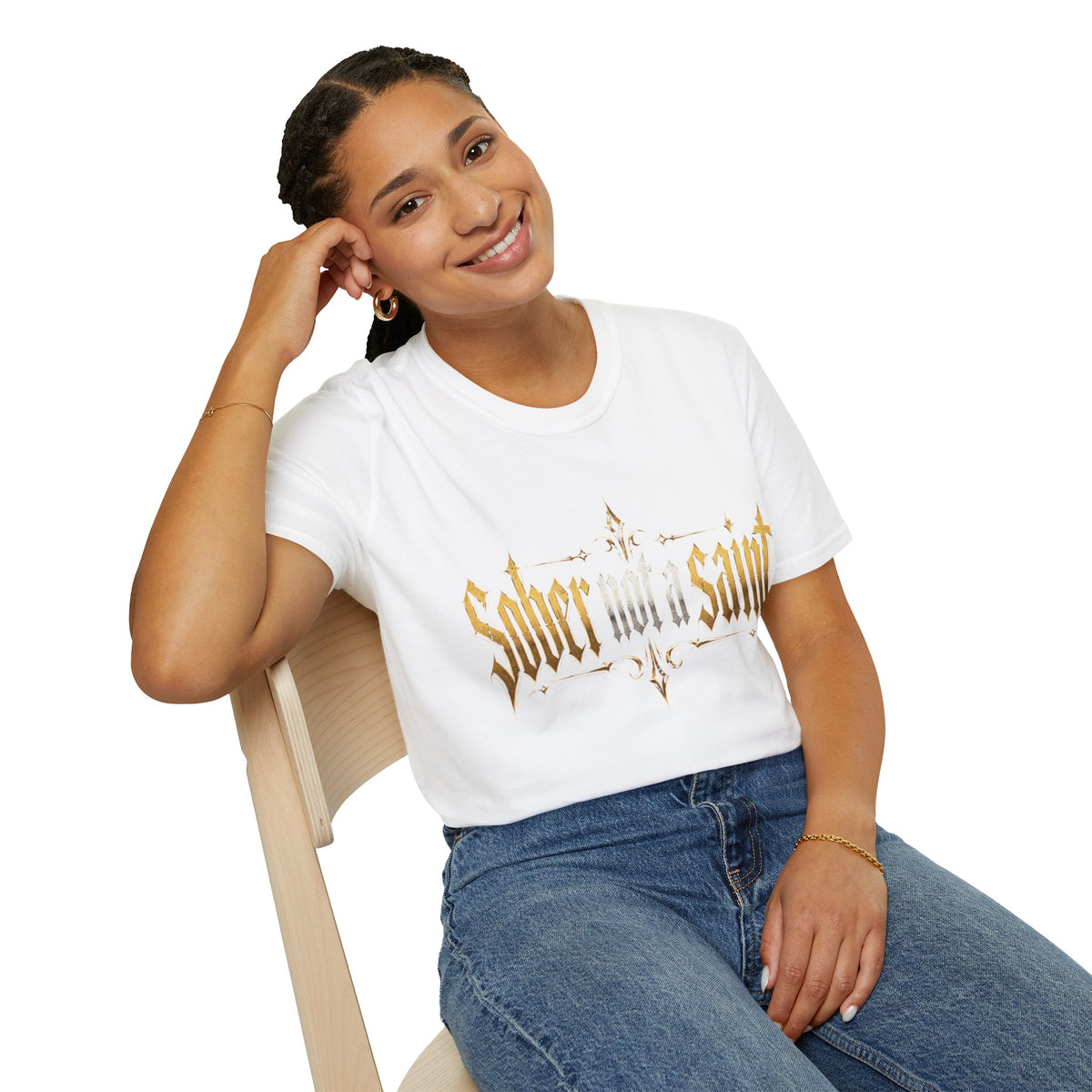Sober Not a Saint Gothic Graphic T-Shirt