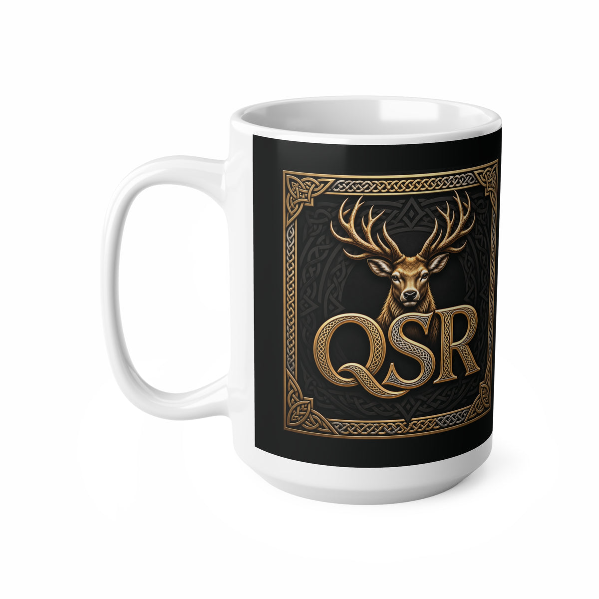 QSR Heritage Stag — Black & Gold Ceramic Mug