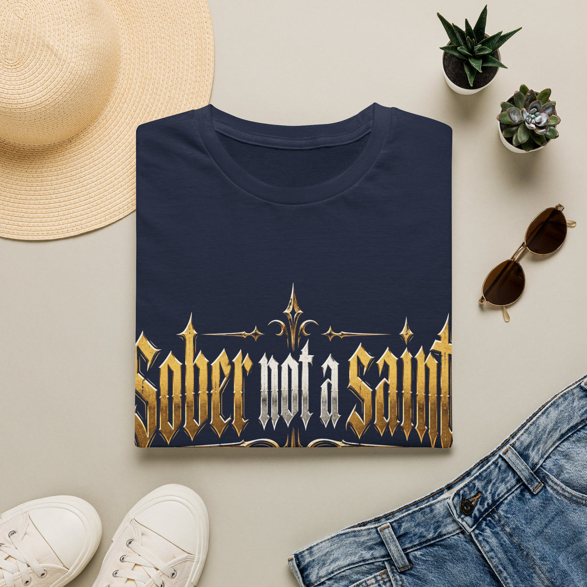 Sober Not a Saint Gothic Graphic T-Shirt