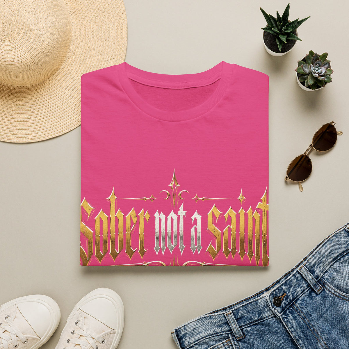 Sober Not a Saint Gothic Graphic T-Shirt