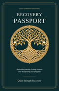 Recovery Passport front cover, Celtic Tree of Life, Quiet Strength Recovery branding only — no personal name